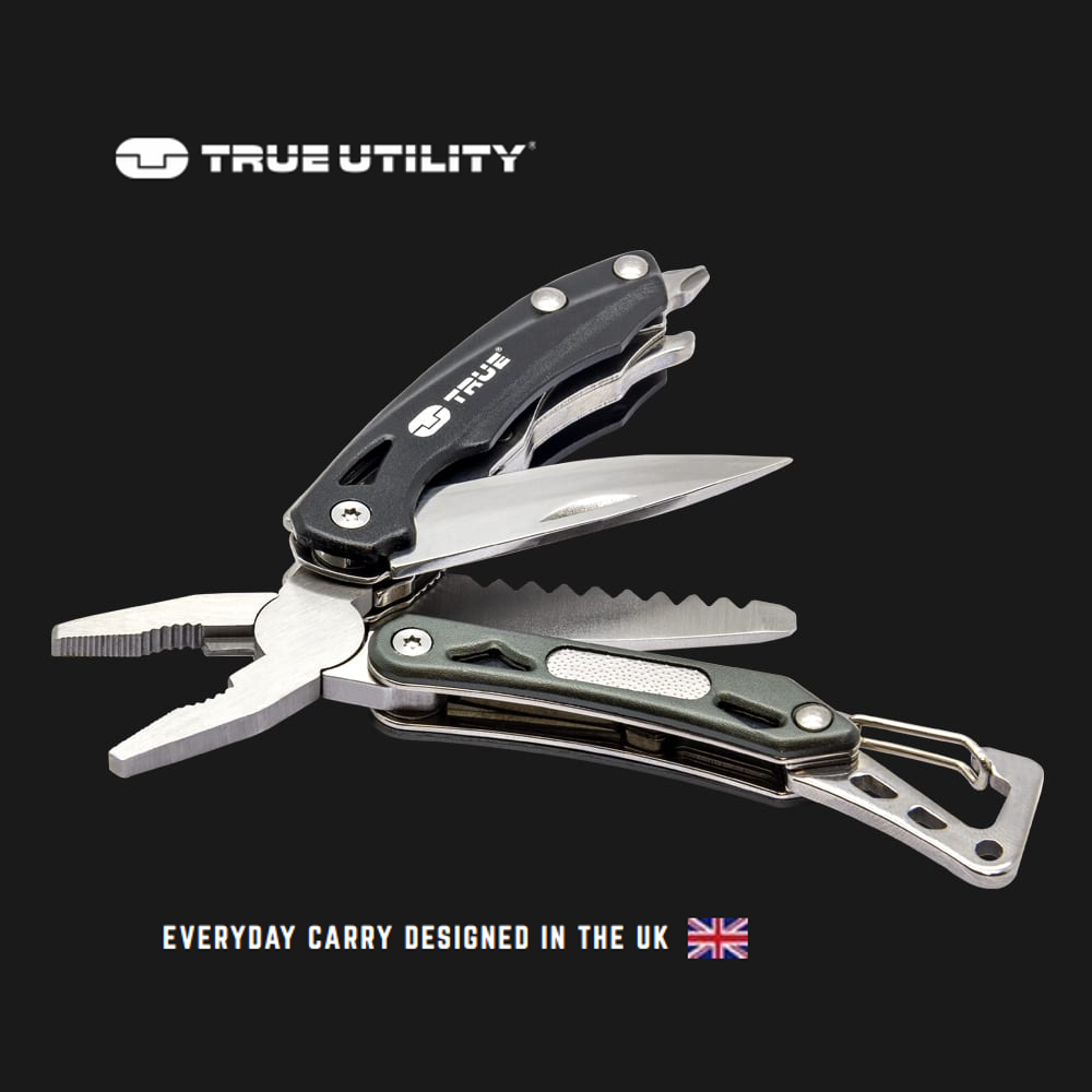 True Utility Seven 9 Functions Pocket Tool Pliers Multitool TU180 ...